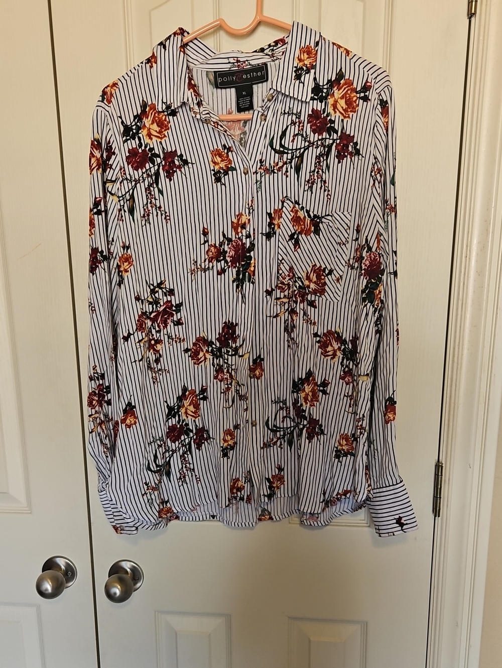 Polly & Esther Flower Striped button down shirt